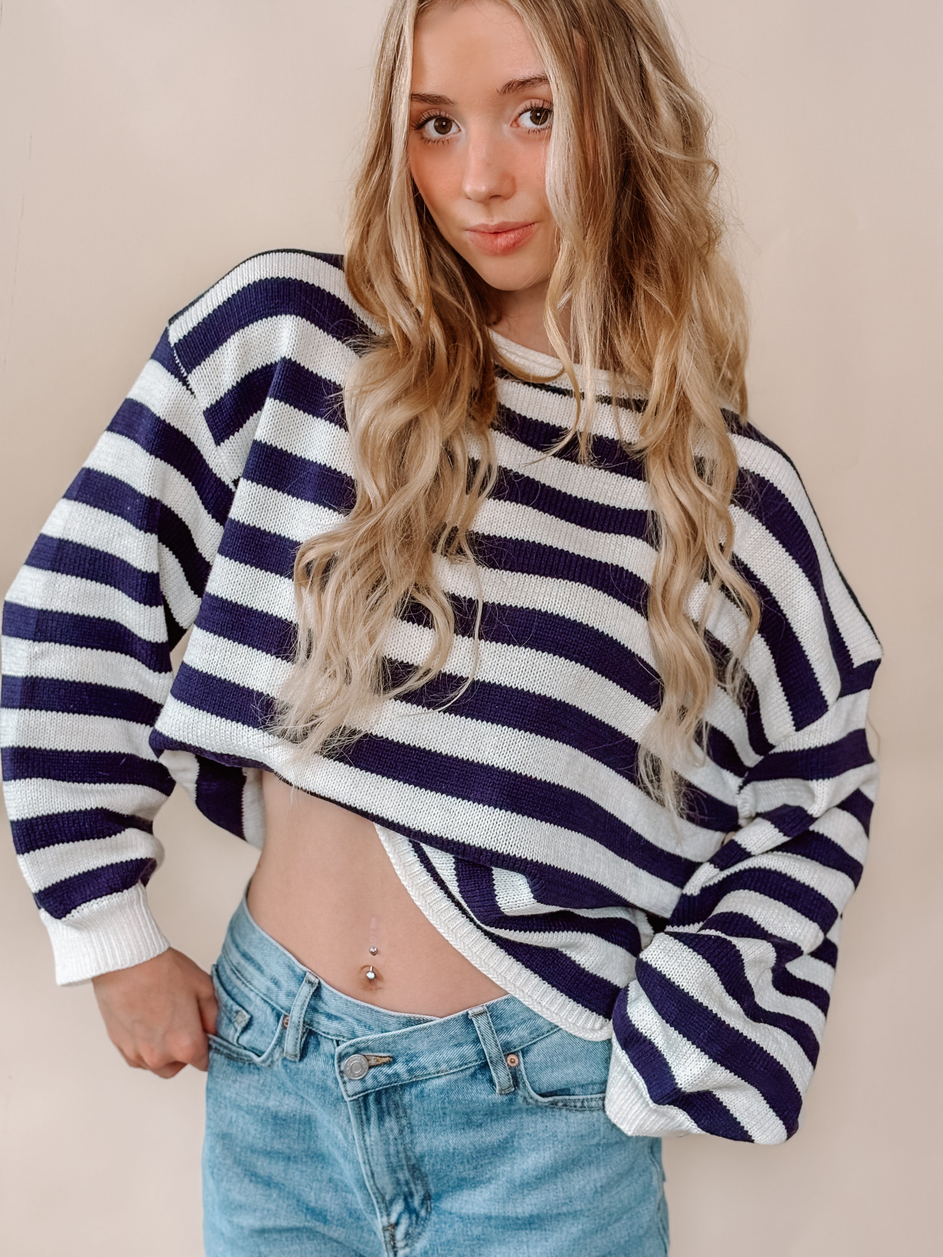 Navy Boat Knit Sweater